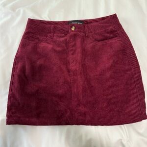 Maroon, crushed velvet skirt